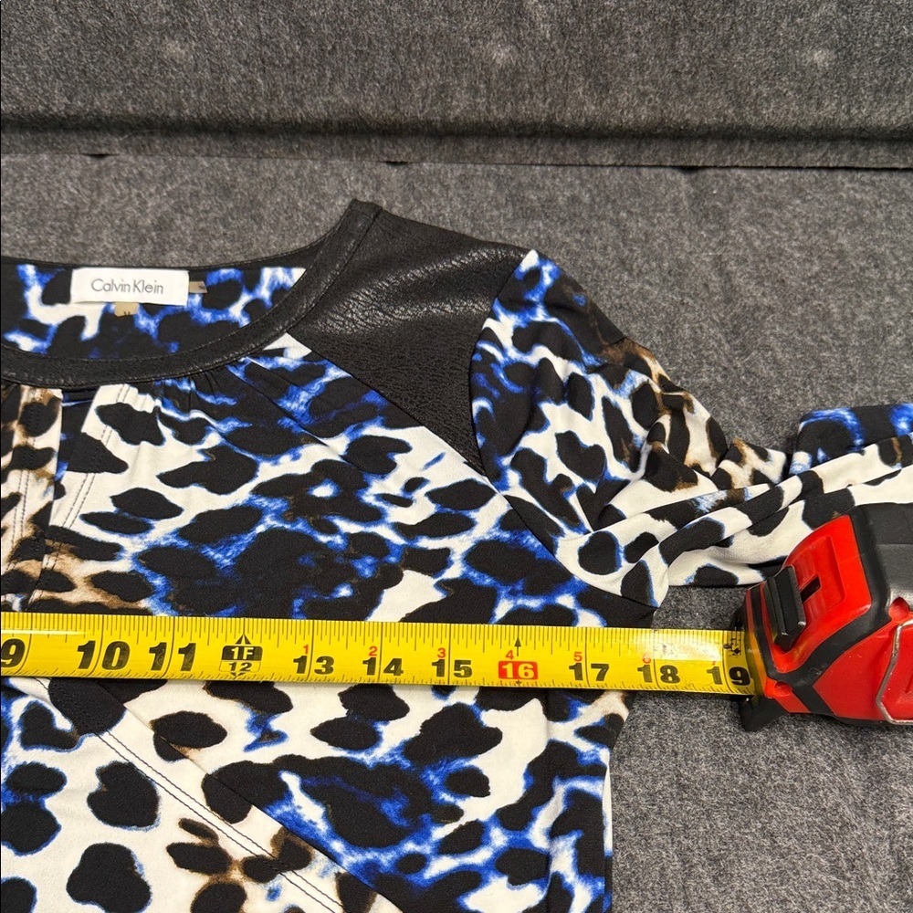Calvin Klein Blue and Black Animal Print Long Sleeve Dress - Picture 9 of 9